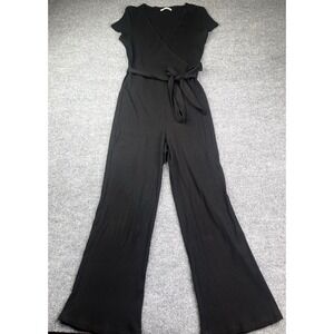 Reformation Jeans Rossi Jumpsuit Women's Large Ribbed Knit Black Stretch